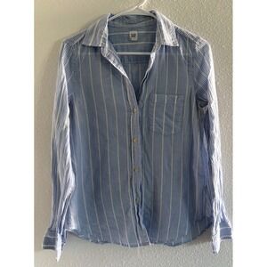 Gap Top Womens Small White Linen Button Down Coastal Beachy Minimalist Career‎